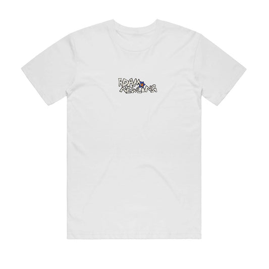 Adam Newling - Flower Logo - Embroidered White Tshirt Space Mirror Merch