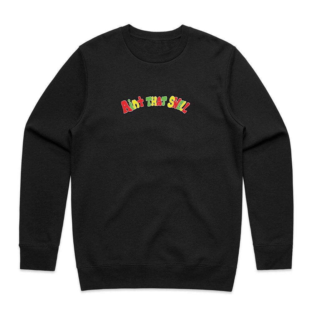 Ain't That Swell - Embroidered Logo - Black Crewneck Space Mirror Merch
