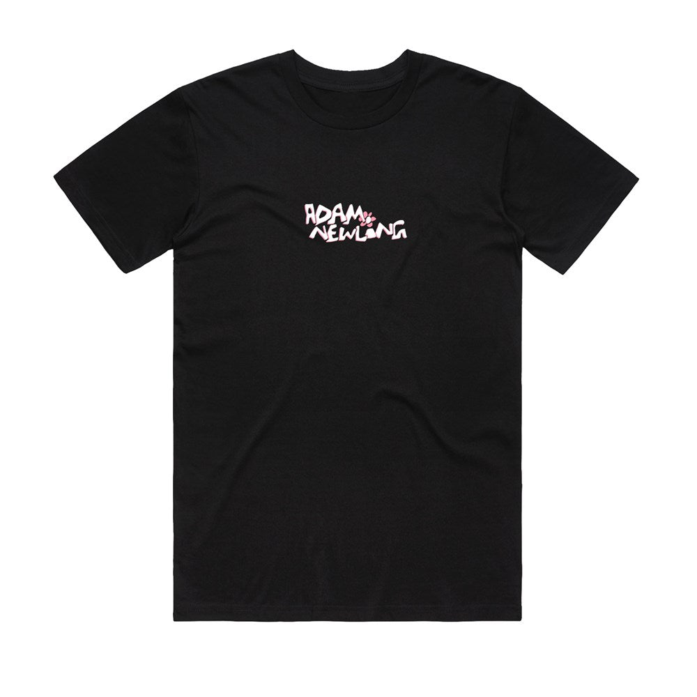 Adam Newling - Pink Flower Logo - Embroidered T-shirt Black